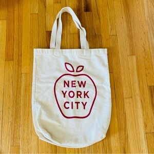 Old Navy New York City Big Apple Large Cotton Canvas Book Bag Craft Tote NEW